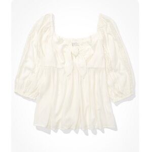 Lace Tie Front Babydoll Top